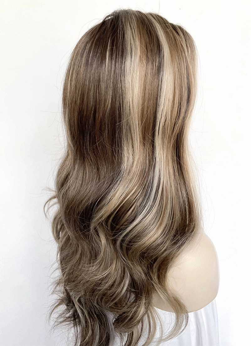 Balayage Blonde Mixed Brown Wavy Lace Front Kanekalon Synthetic Wig LFS045