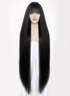 Black Yaki Straight Synthetic Hair Wig NS435