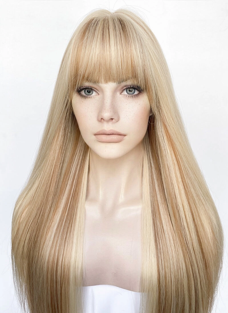 Blonde Mixed Brown Straight Synthetic Hair Wig NS520