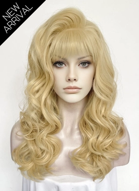 Blonde Wavy Lace Front Synthetic Hair Wig With Fuffy Bang LF8052