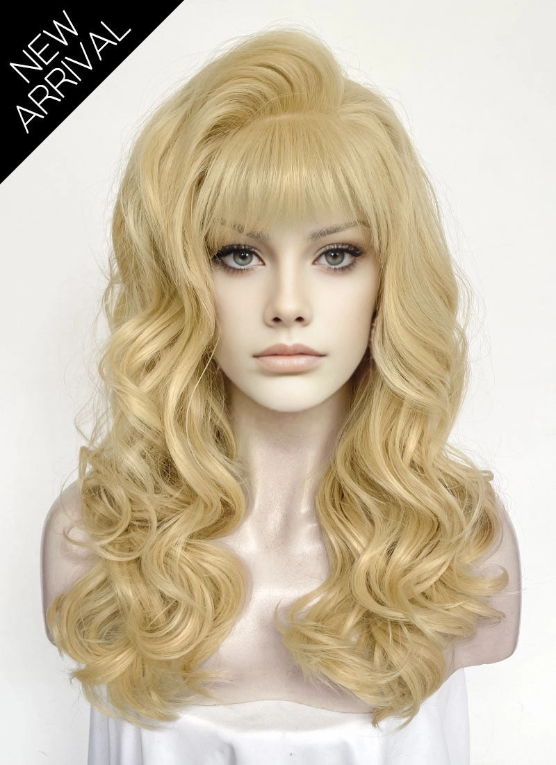 Blonde Wavy Lace Front Synthetic Hair Wig With Fuffy Bang LF8052