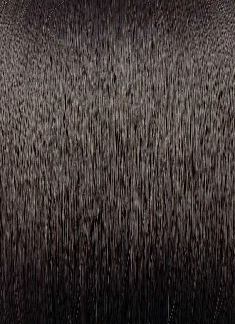 Brunette Curtain Bangs Straight Bob Lace Front Synthetic Hair Wig LF3323