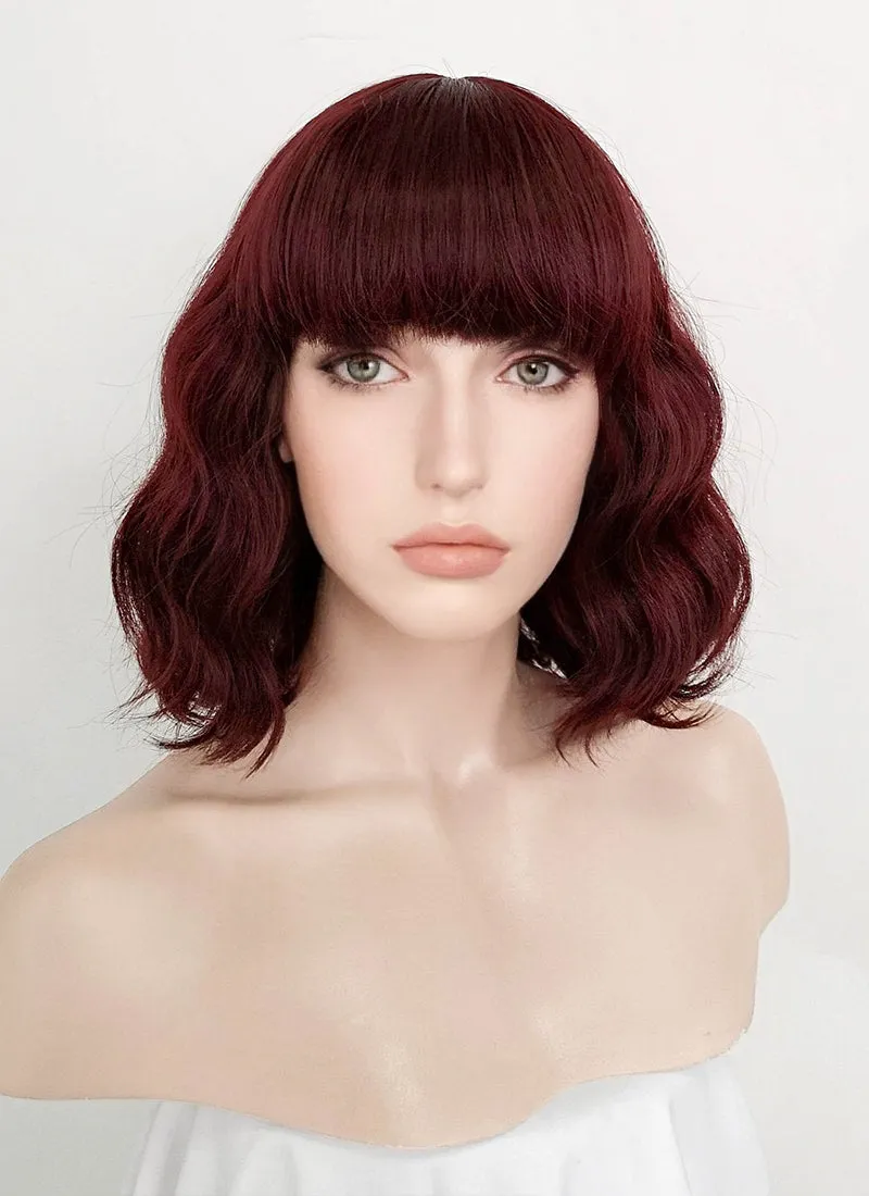 Burgundy Red Wavy Bob Synthetic Wig NS111