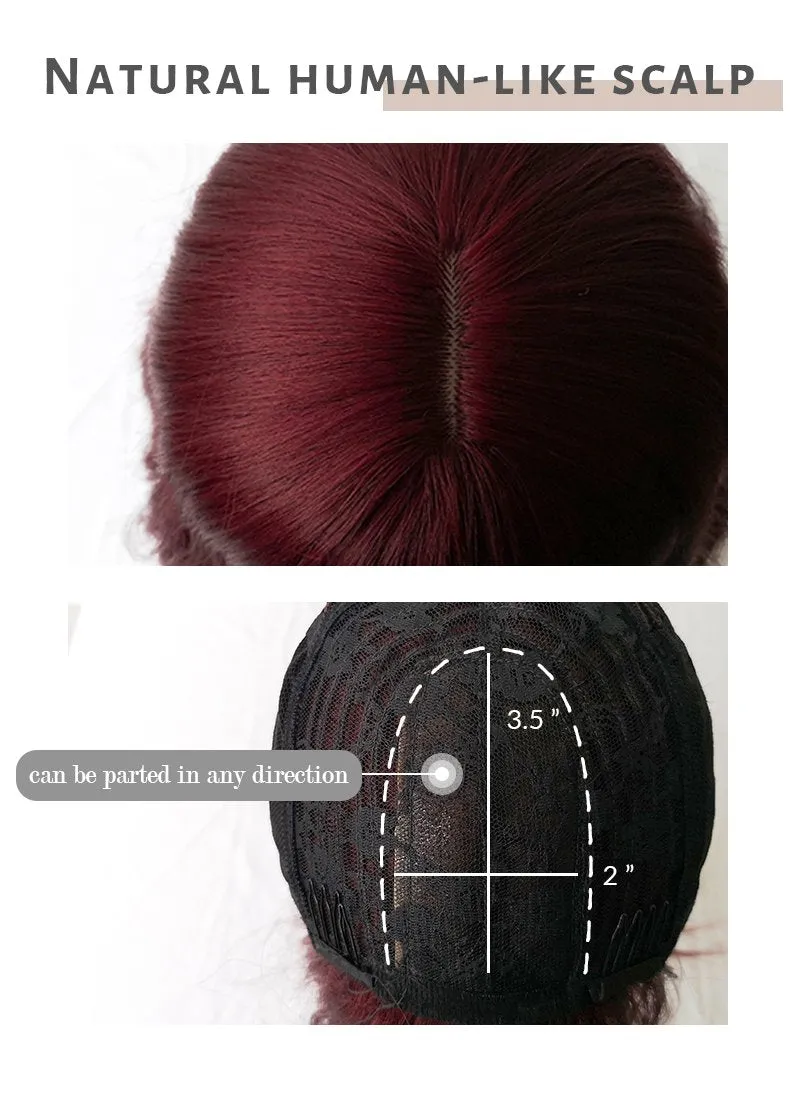 Burgundy Red Wavy Bob Synthetic Wig NS111