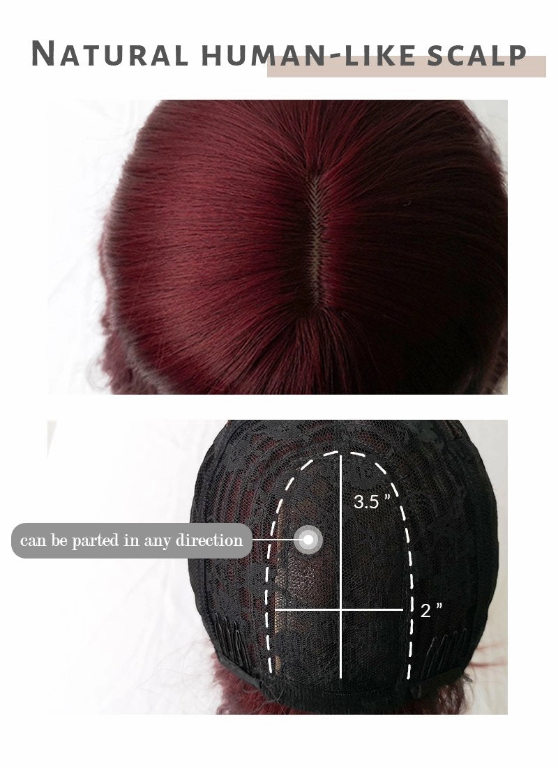 Burgundy Red Wavy Bob Synthetic Wig NS111