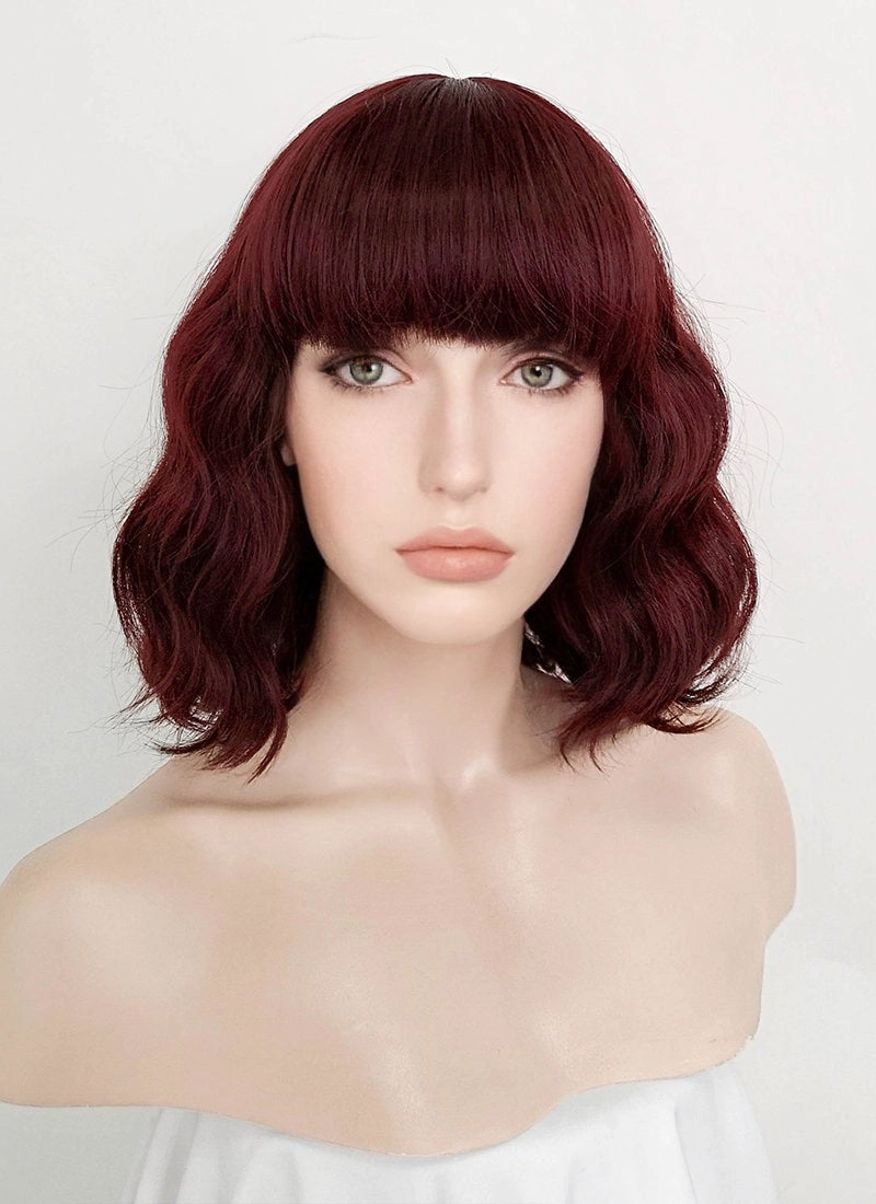 Burgundy Red Wavy Bob Synthetic Wig NS111