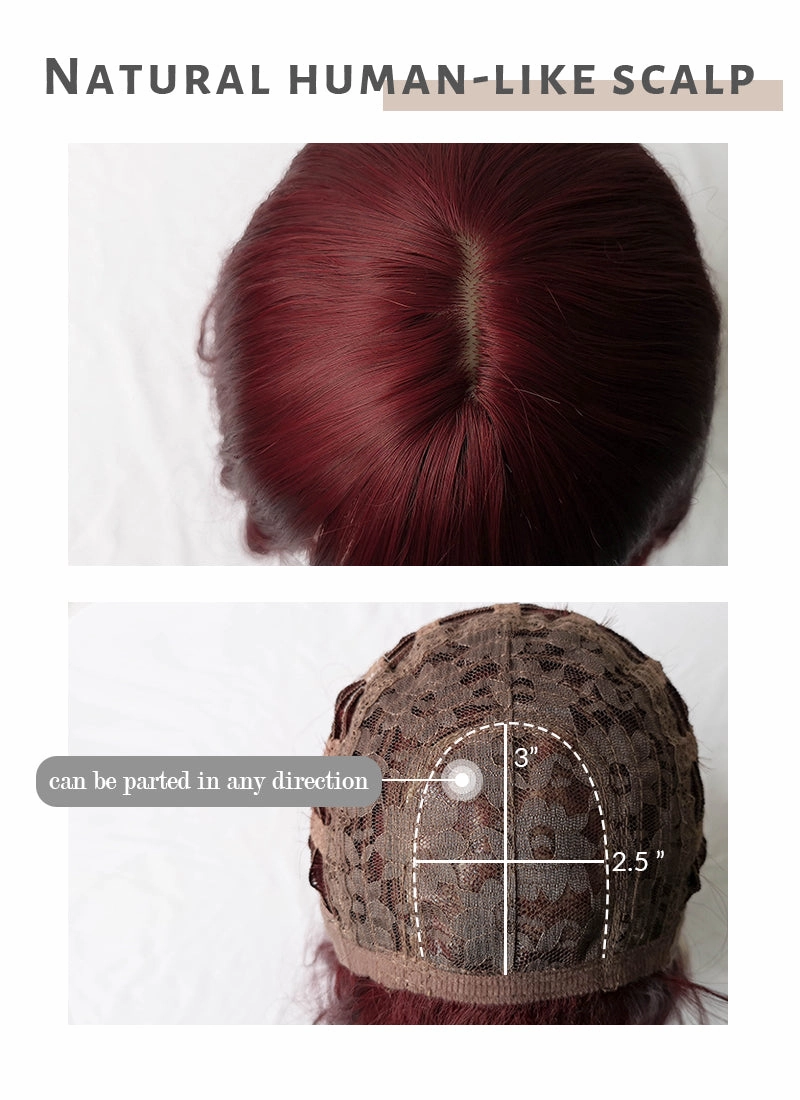 Burgundy Red Wavy Synthetic Wig NS231