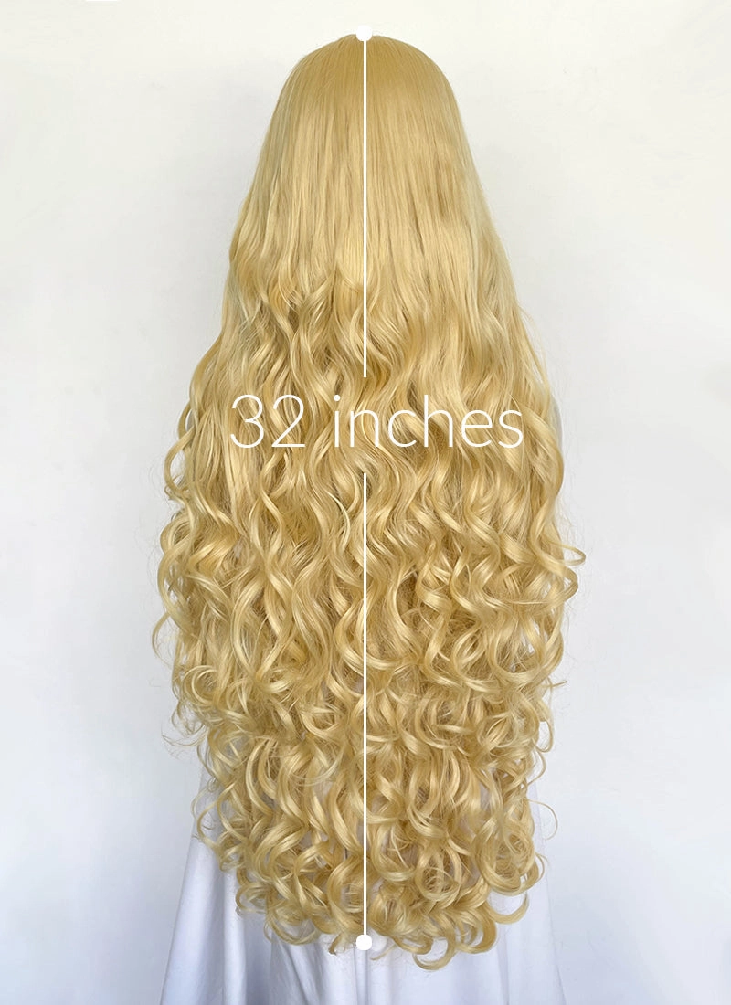 Elden Ring Queen Marika Golden Blonde Wavy Lace Front Synthetic Hair Wig LN6043