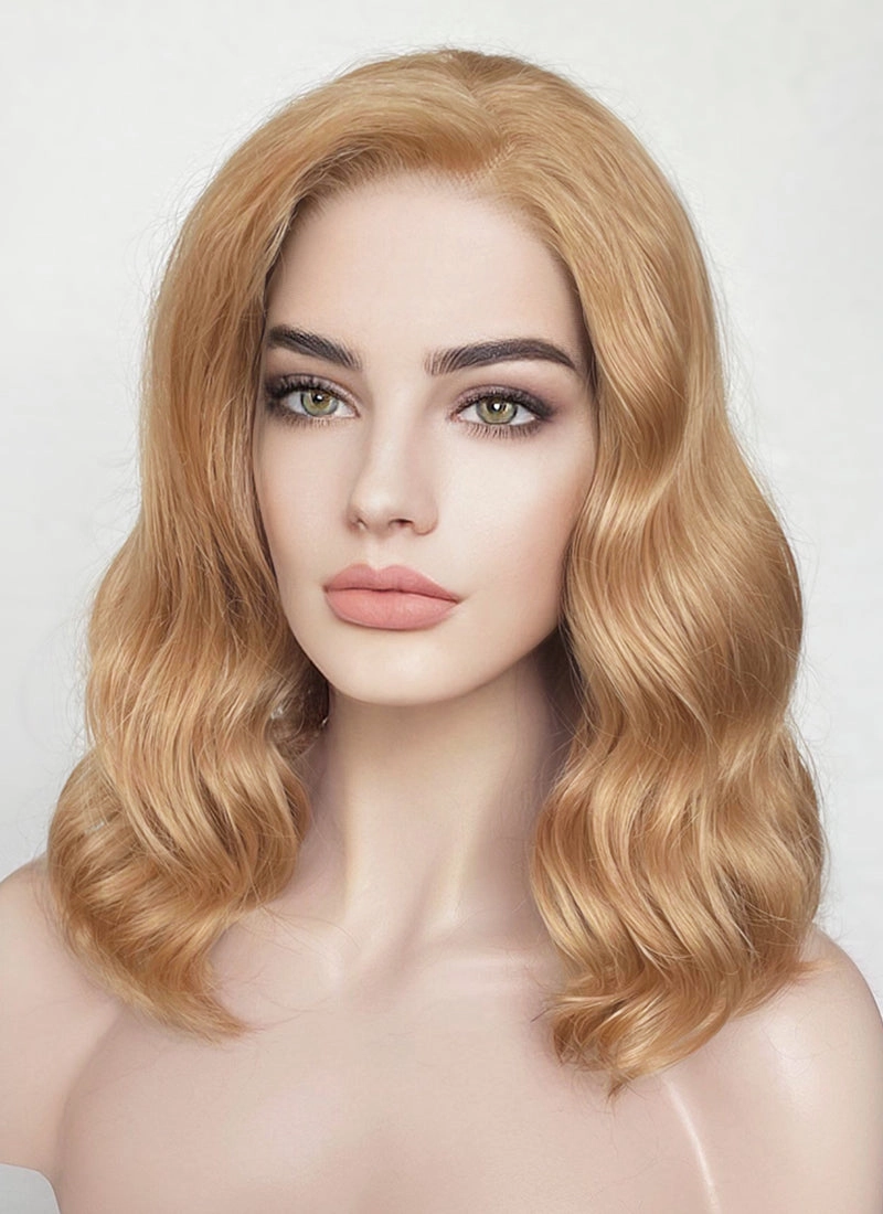 Golden Blonde Wavy Bob Lace Front Synthetic Wig LF1266