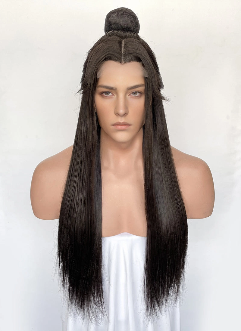Heaven Official's Blessing Xie lian Brunette Straight Synthetic Men's Wig With Bun TB1751