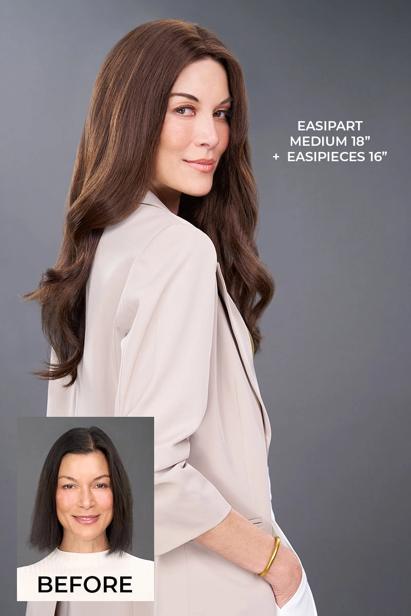 Jon Renau Toppers - EasiPart Medium 18" (#819) - Remy Human Hair