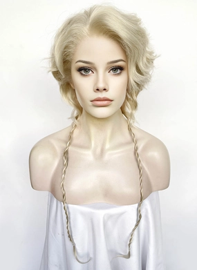 Light Ash Blonde Wavy Lace Front Synthetic Wig LF8025