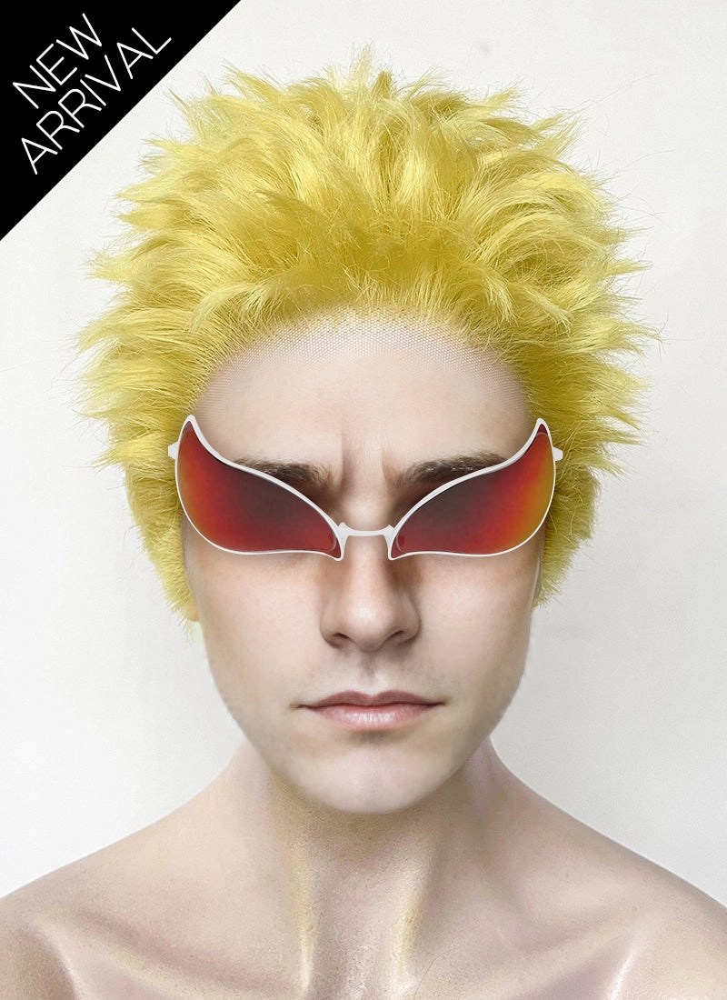 One Piece Donquixote Doflamingo Yellow Wavy Lace Front Synthetic Men's Wig LF6127