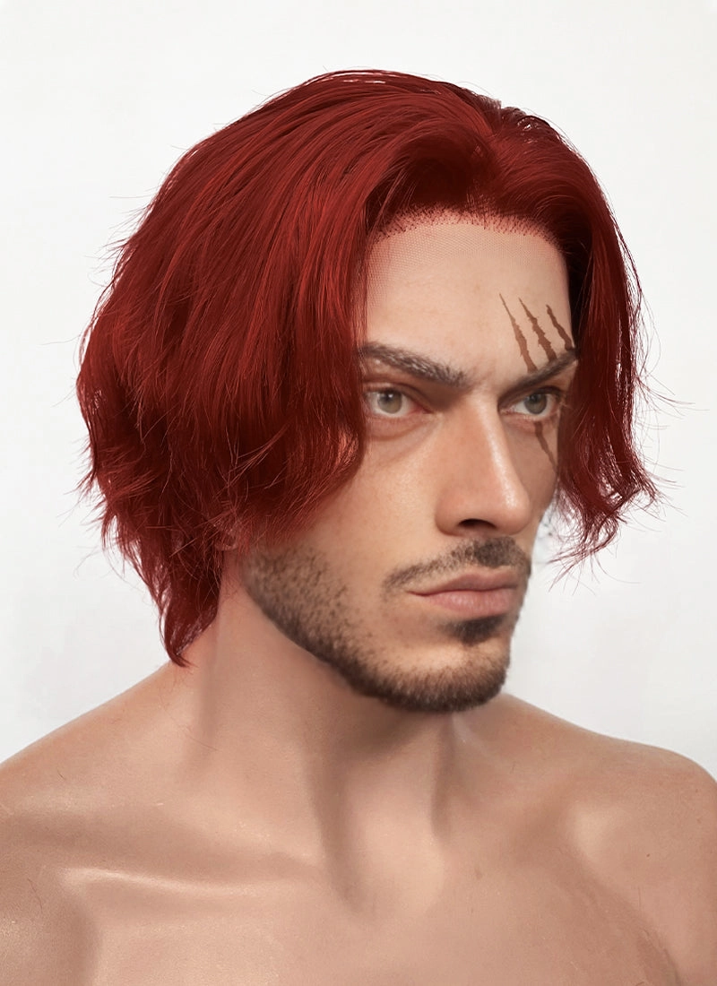 One Piece Figarland Shanks Auburn Wavy Lace Front Synthetic Men's Wig LF6120