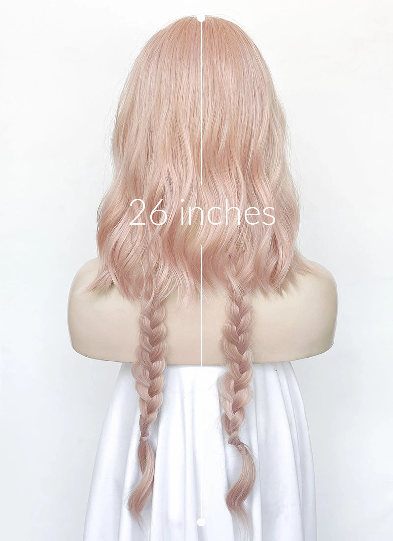 Pale Pink Wavy Synthetic Hair Wig NL1001