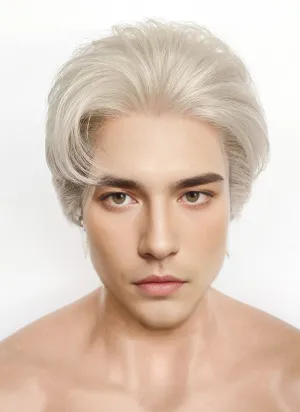 Pastel Grey Blonde Straight Lace Front Synthetic Men's Wig LF8038