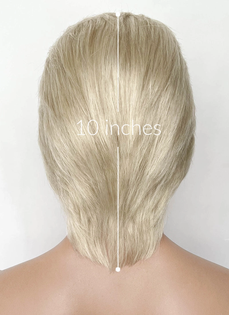 Pastel Ash Blonde Straight Slicked Back Lace Front Synthetic Men's Wig LF8037