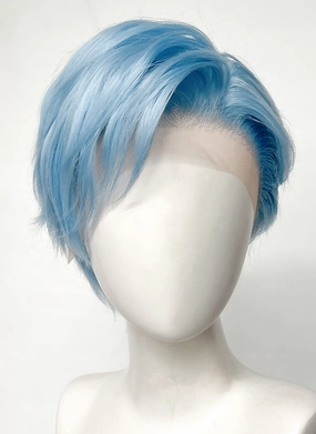 Pastel Blue Straight Lace Front Synthetic Men's Wig LF6021