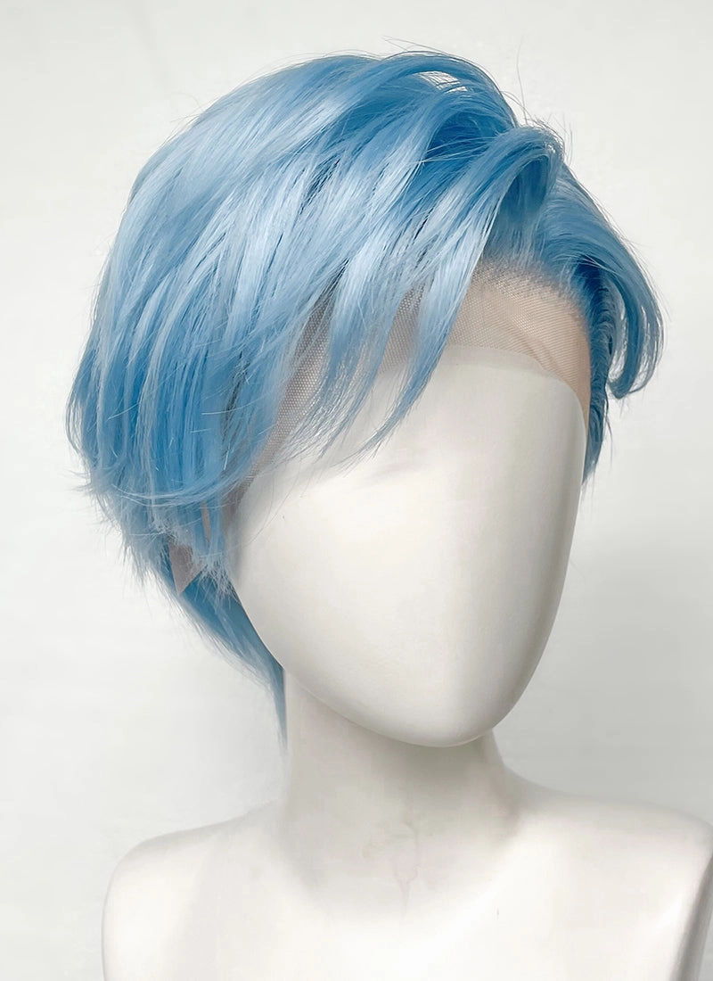 Pastel Blue Straight Lace Front Synthetic Men's Wig LF6021
