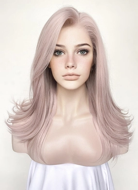 Pastel Pale Plum Wavy Lace Front Synthetic Wig LW4028