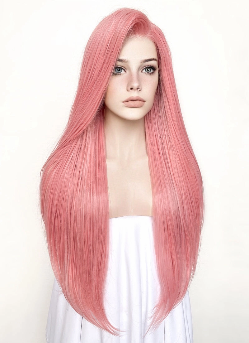 Pastel Pink Straight Lace Front Synthetic Wig LW238B