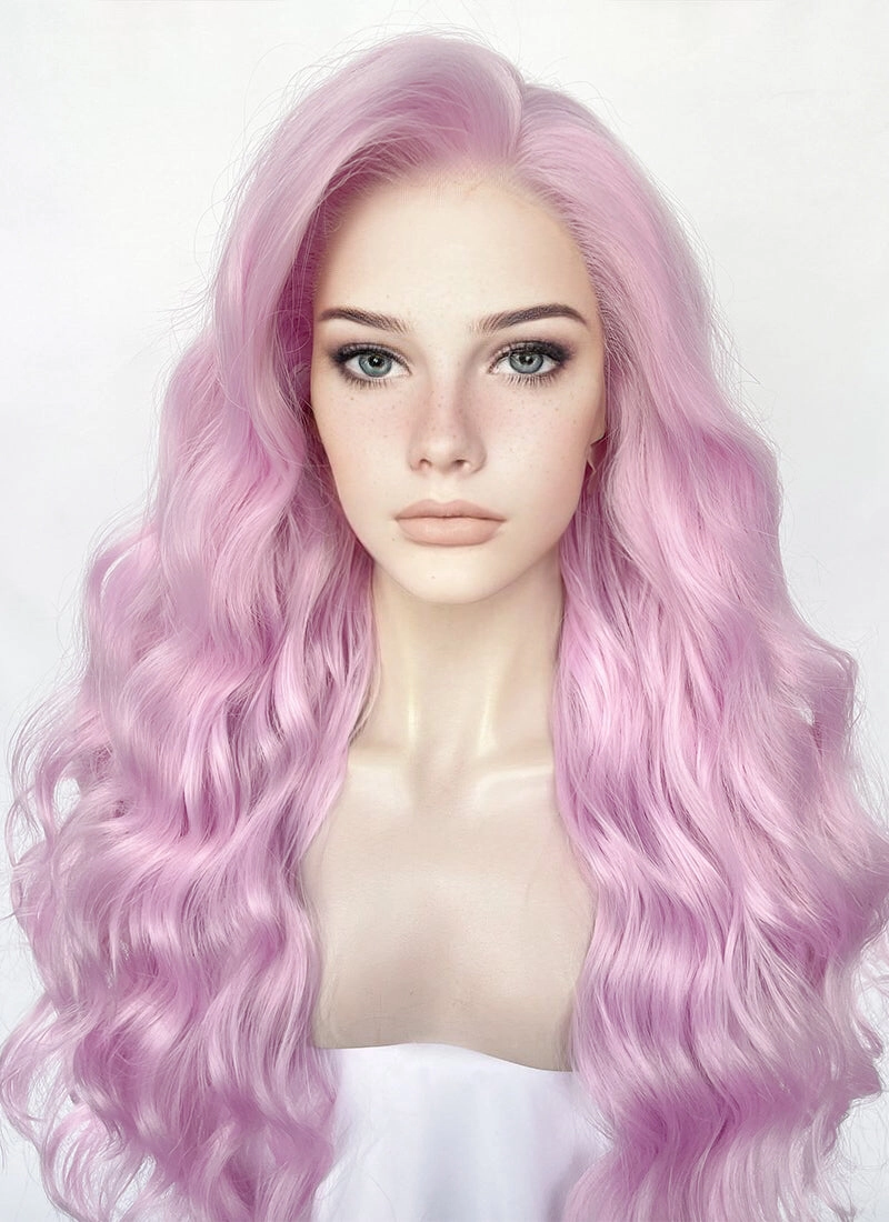 Pinkish Purple Wavy Lace Front Synthetic Wig LW4035