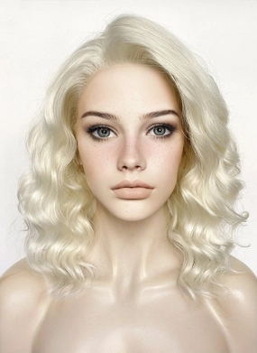 Platinum Blonde Wavy Lace Front Synthetic Wig LW4031