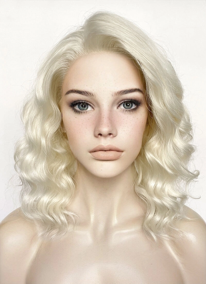 Platinum Blonde Wavy Lace Front Synthetic Wig LW4031