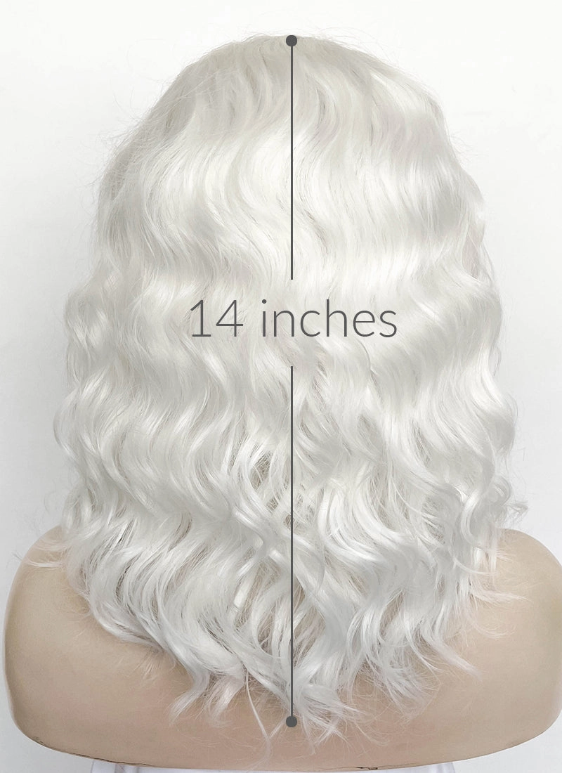 Pure White Wavy Lace Front Synthetic Wig LW4053