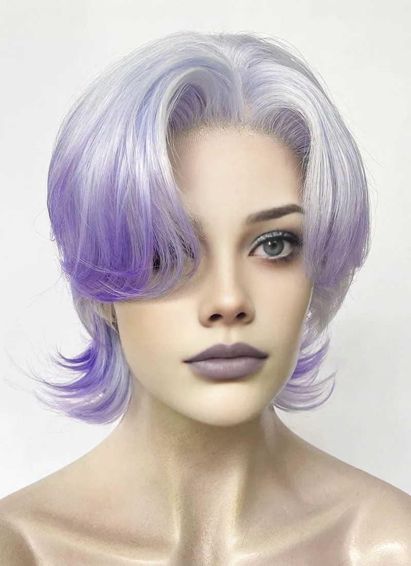 Purple Ombre Wavy Lace Front Synthetic Wig LF6126