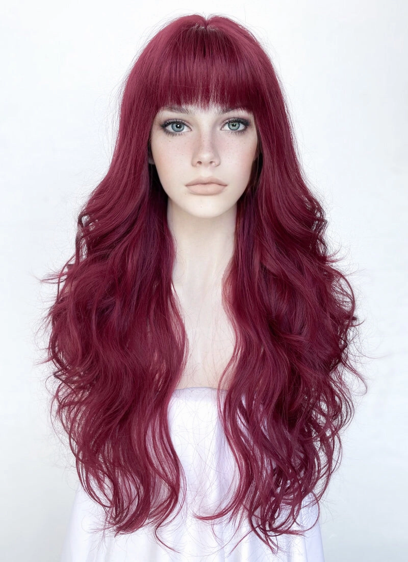 Reddish Purple Wavy Synthetic Hair Wig NS423