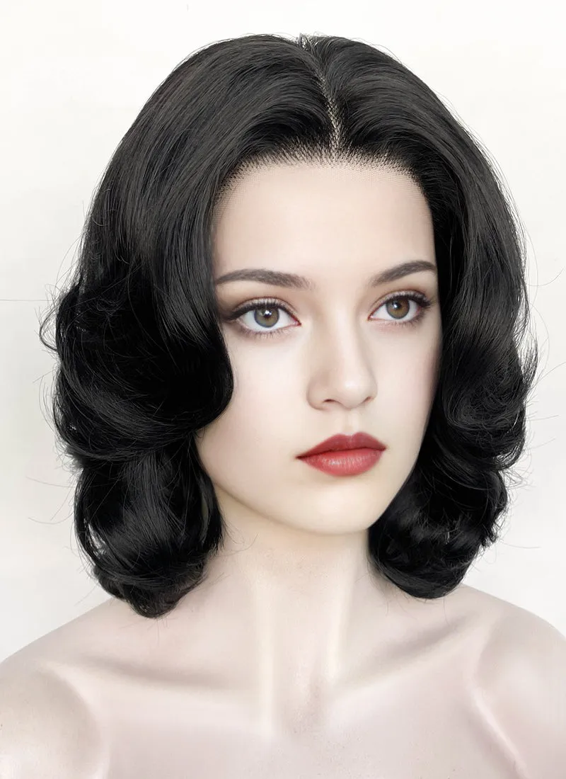 Snow White 1937 Jet Black Wavy Bob Lace Front Synthetic Wig LF8040