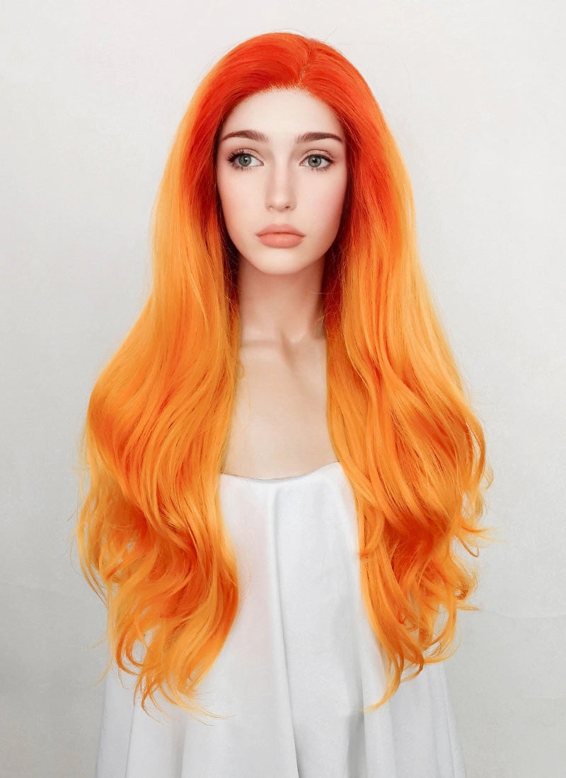 Wavy Mixed Orange Lace Front Synthetic Wig LF383