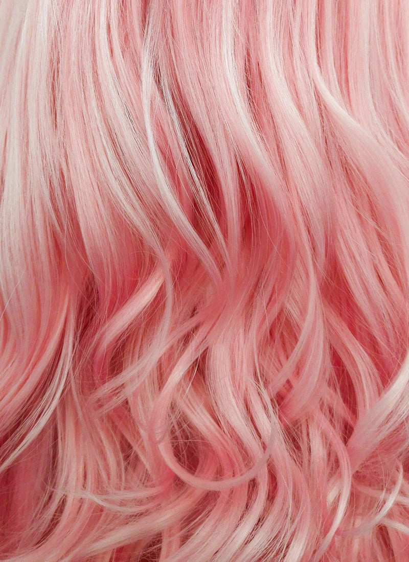 Wavy Pastel Pink Lace Front Synthetic Wig LF084